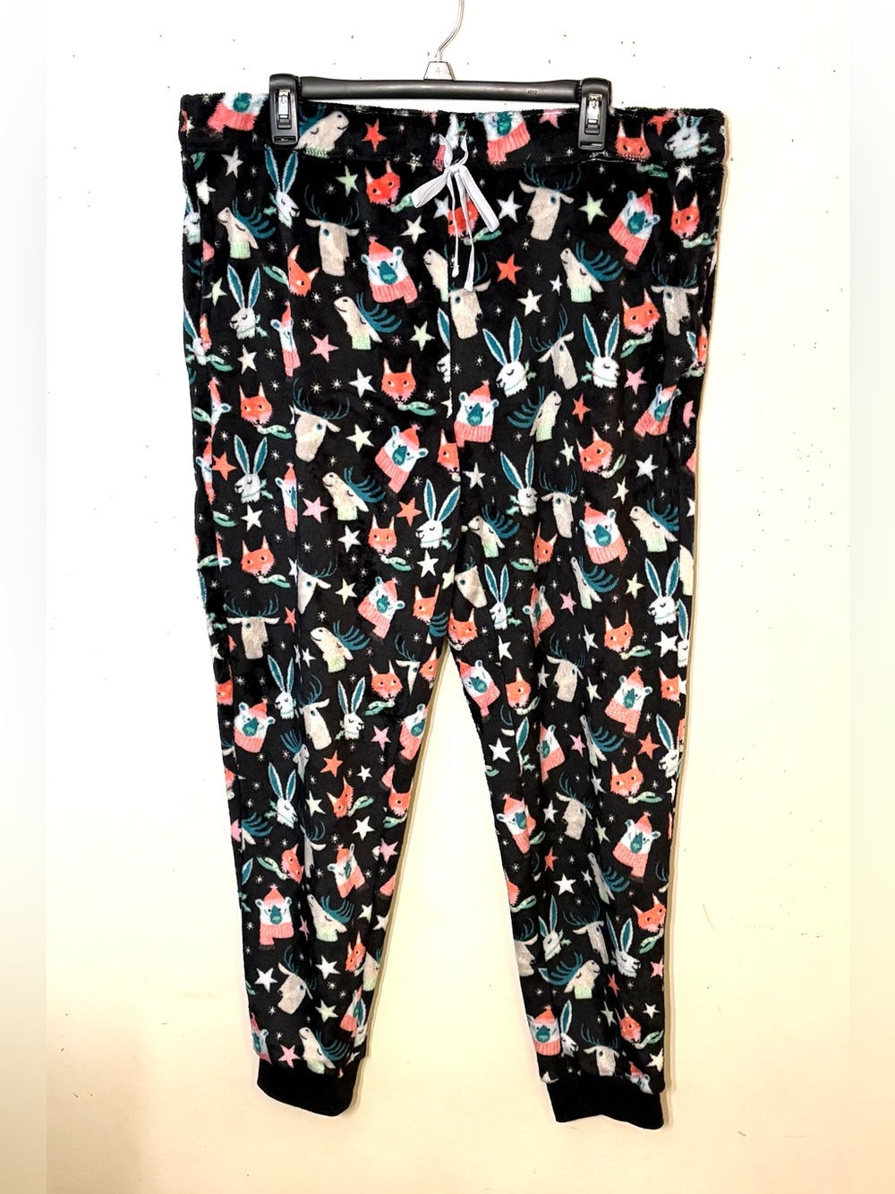 Joy Spun Women’s Black Animal Print Fleece Pajama Pants. Size XL(16-18). GUC.